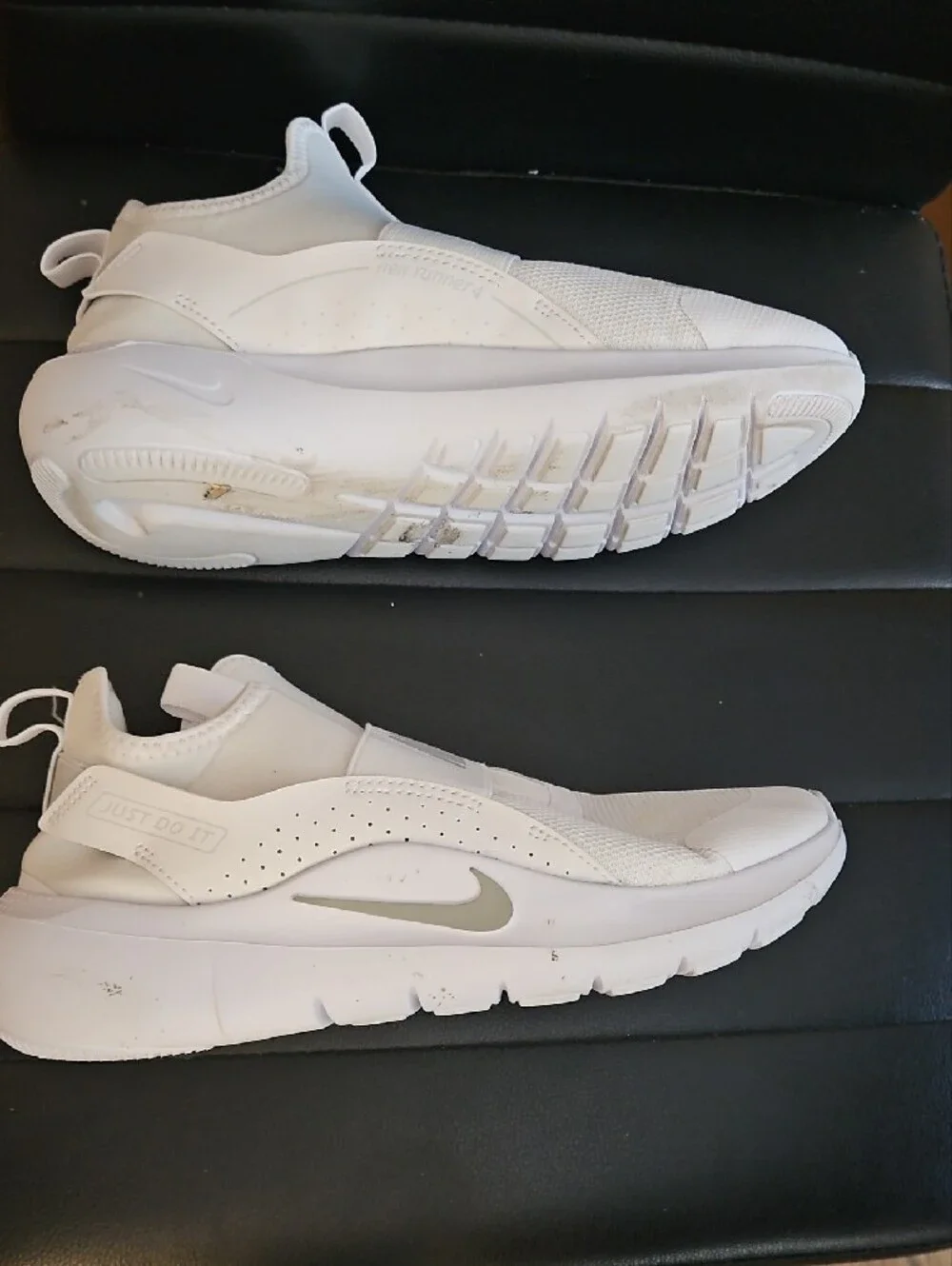 Youth Nike White Slip-On Sneakers with Elastic Strap